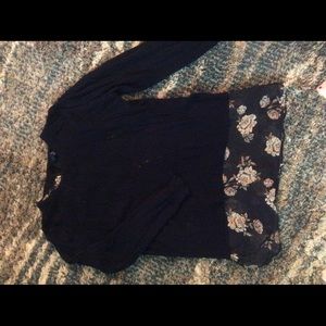 Navy sweater with rayon underlay